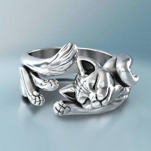 NEW 925 Silver Cat Ring